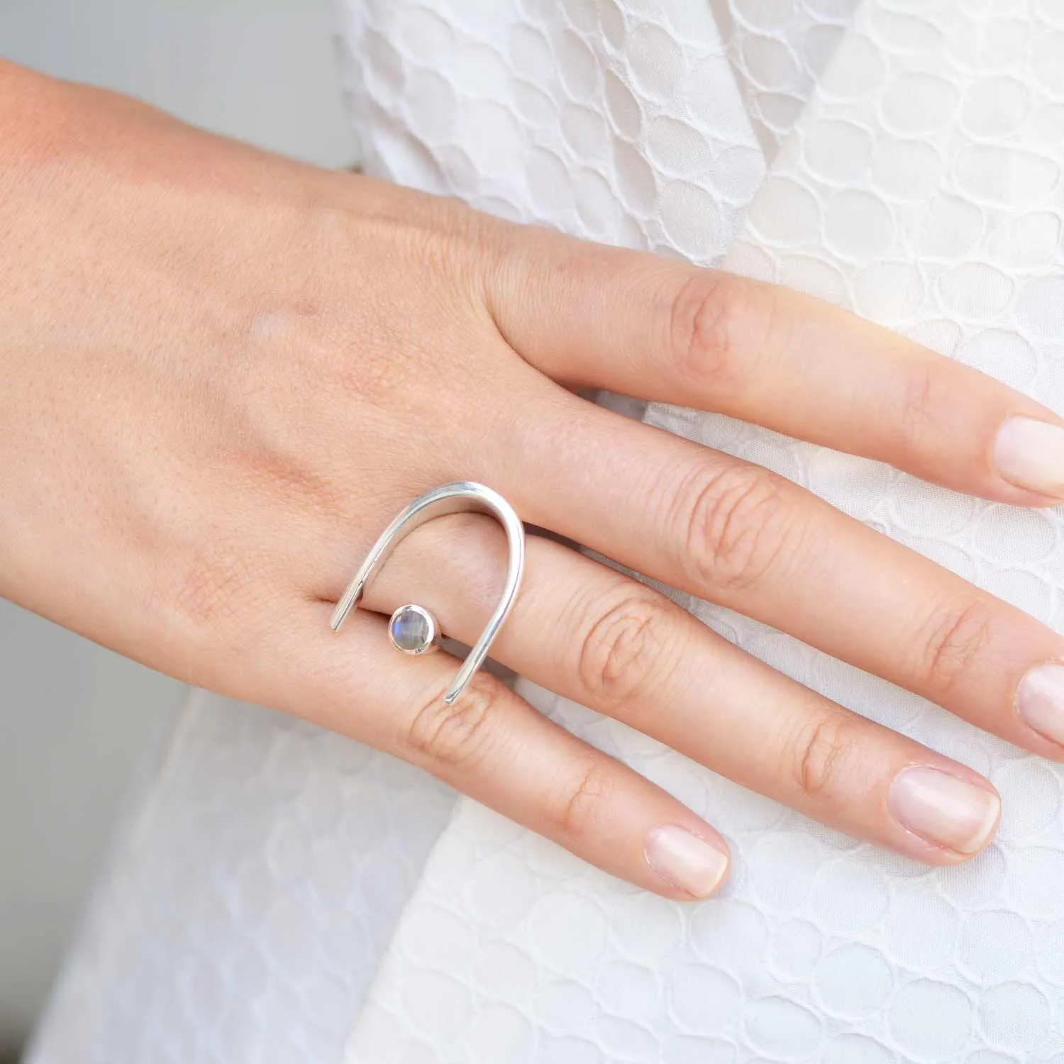 Silver Lunaria Cocktail Ring