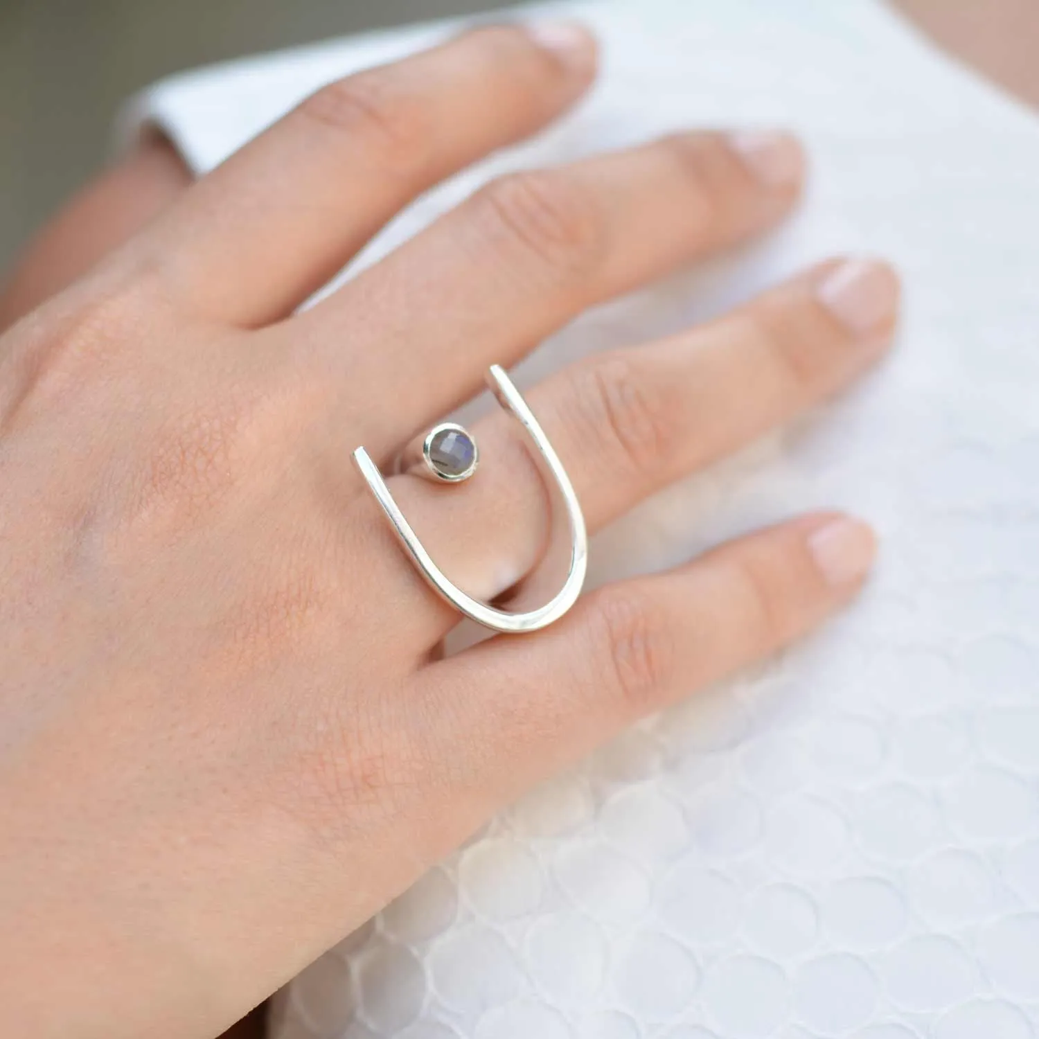 Silver Lunaria Cocktail Ring