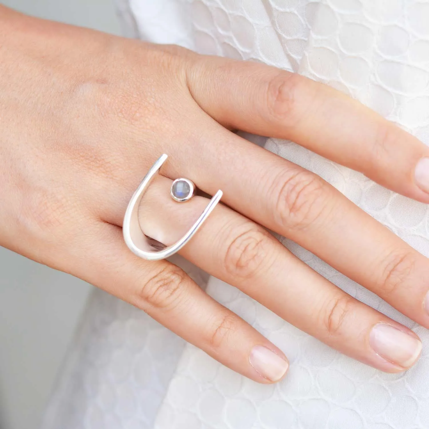 Silver Lunaria Cocktail Ring