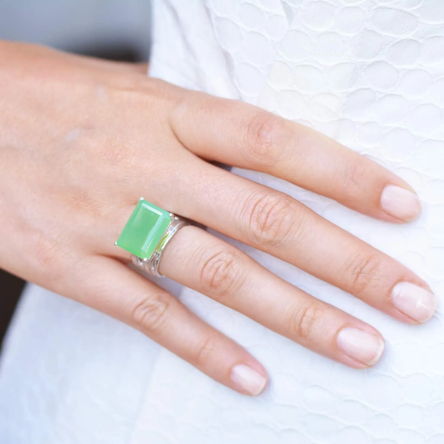 Silver Ring Chrysoprase Pietra