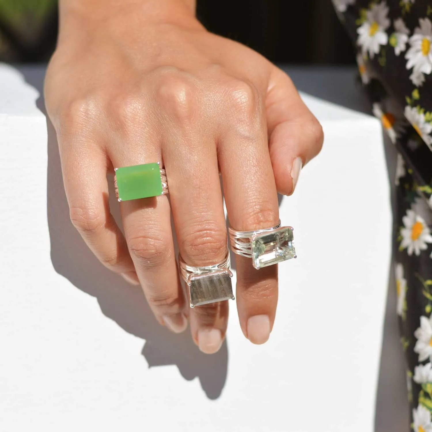 Silver Ring Chrysoprase Pietra