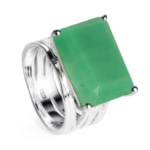 Silver Ring Chrysoprase Pietra