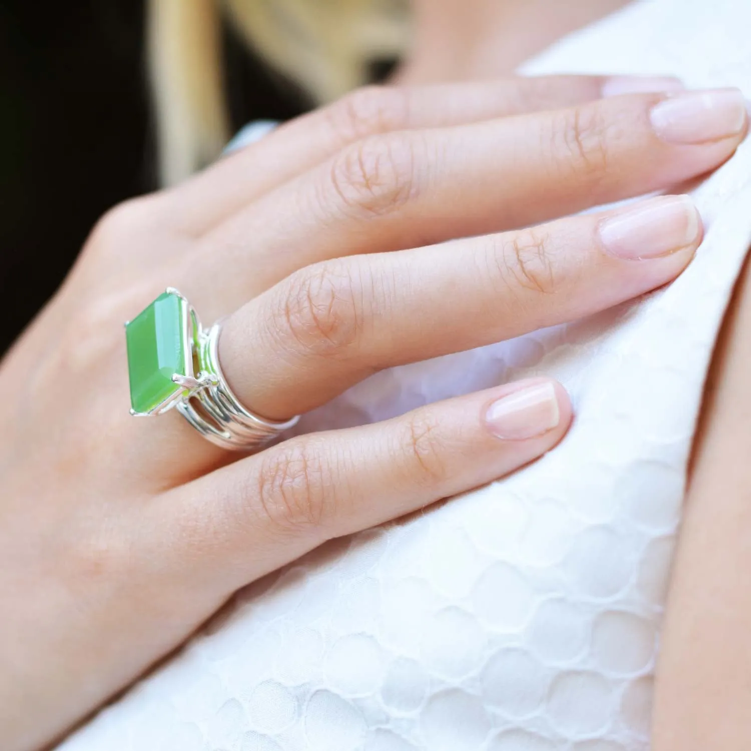 Silver Ring Chrysoprase Pietra