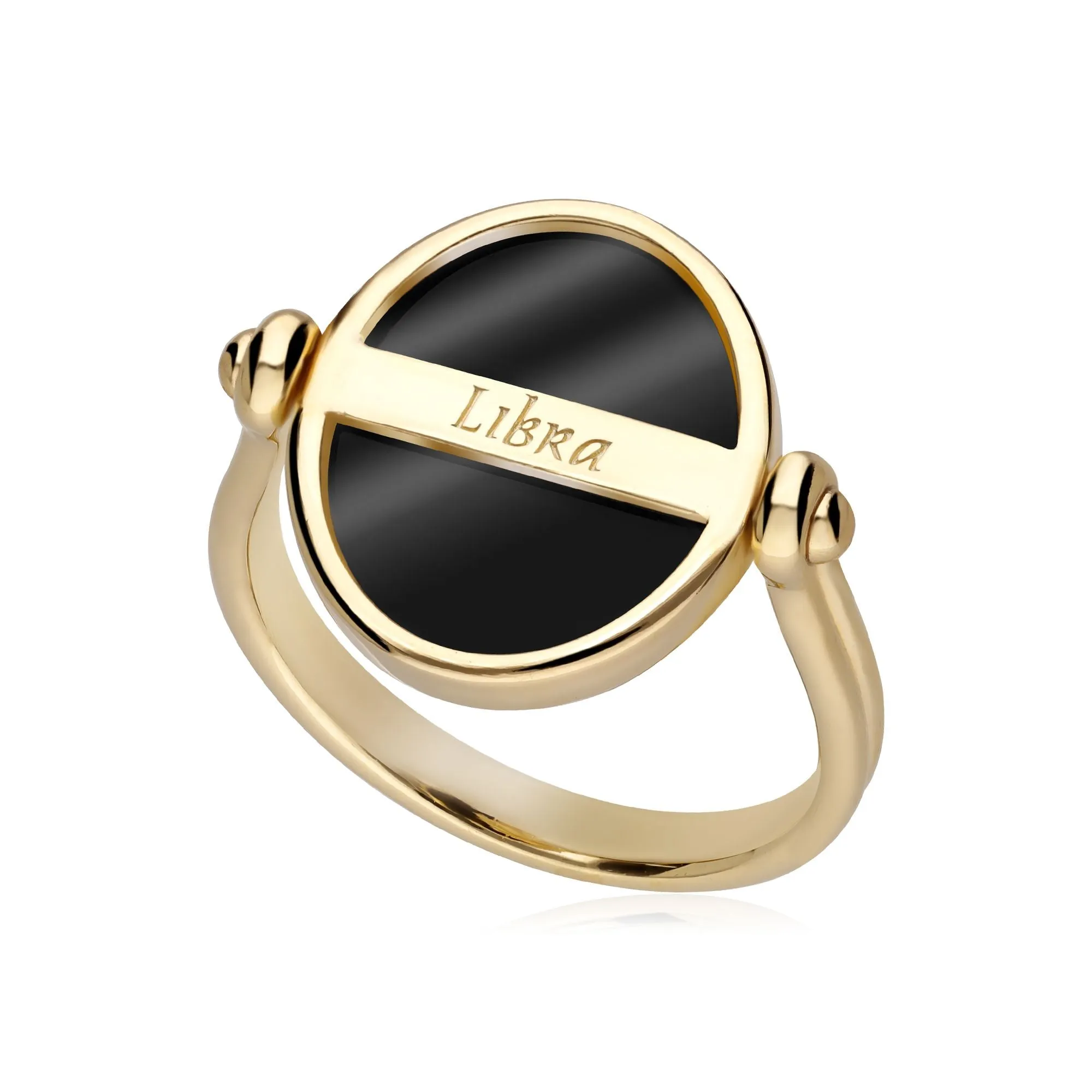 Sternzeichen Waage Schwarzer Onyx Flip Ring