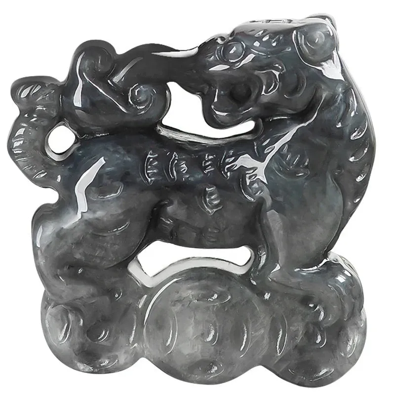 The Vault | Genuine Natural Black Jadeite Tiger Hand Carved Necklace