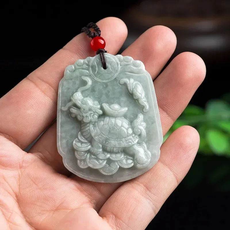 The Vault | Genuine Natural Dragon Turtle Hand Carved Jadeite Necklace