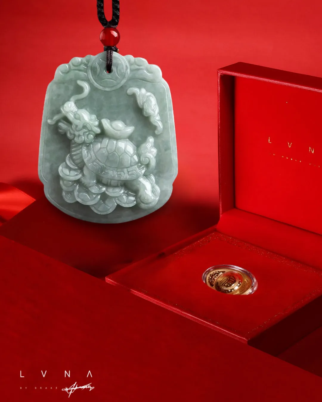 The Vault | Genuine Natural Dragon Turtle Hand Carved Jadeite Necklace