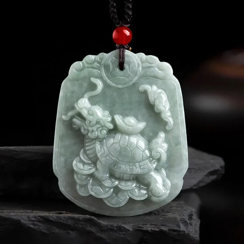 The Vault | Genuine Natural Dragon Turtle Hand Carved Jadeite Necklace