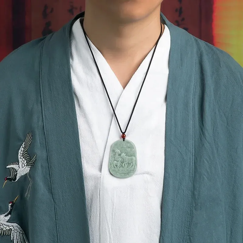 THE VAULT | Genuine Natural Hand Carved Jadeite Zodiac Necklace