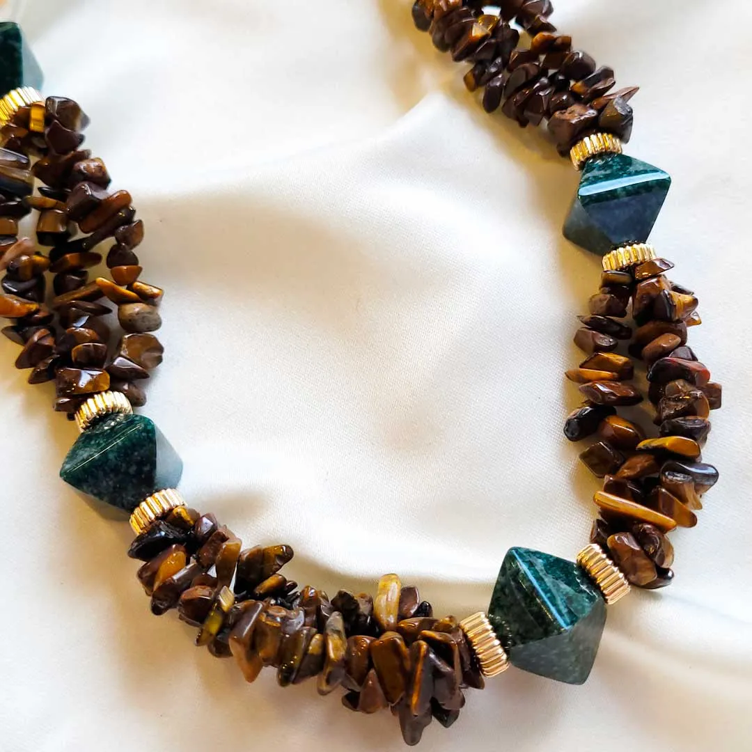 Tiger's Eye and Jade Necklace