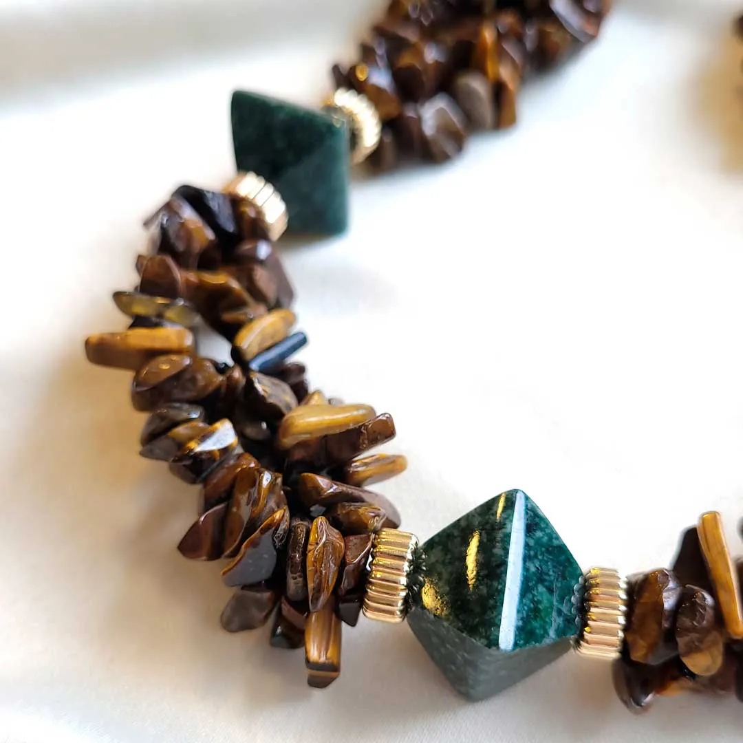 Tiger's Eye and Jade Necklace