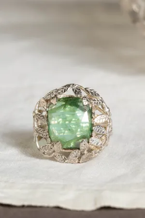 Tourmaline And Leaves Cocktail Ring - One Of A Kind in 925 Sterling Silver