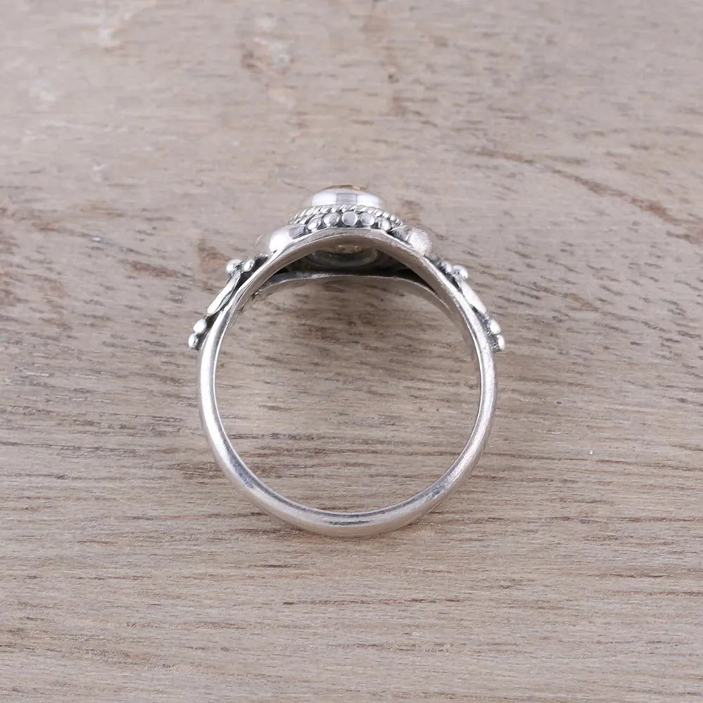 Traditional Citrine Cocktail Ring from India - Traditional Romantic | NOVICA