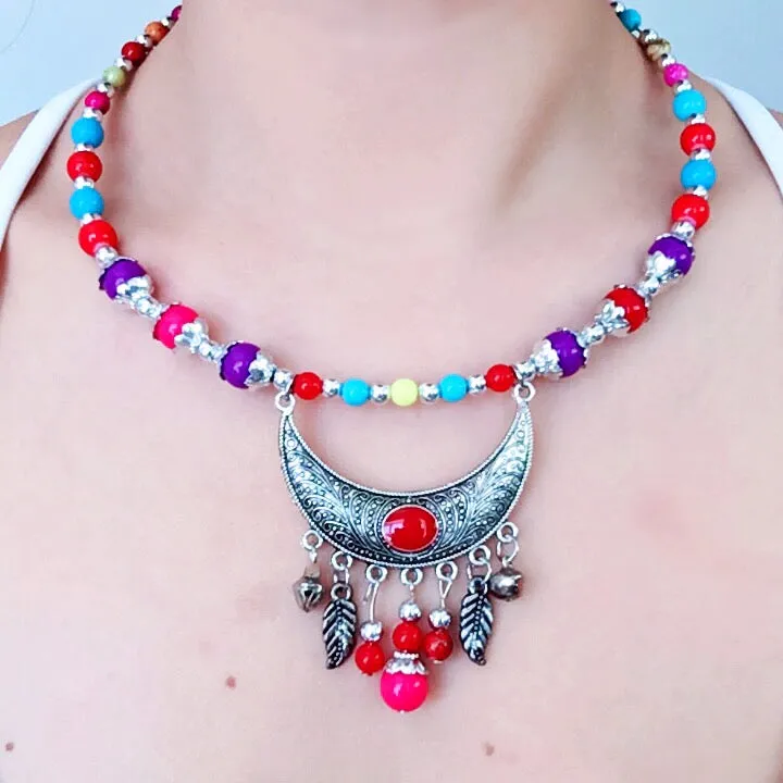 TRIBAL RING BEADED NECKLACE