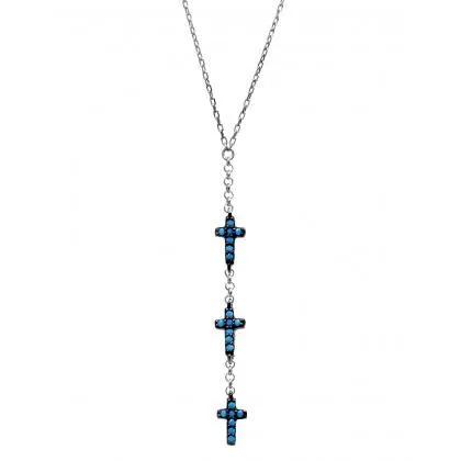 TRINITY CROSS TURQUOISE STERLING SILVER NECKLACE