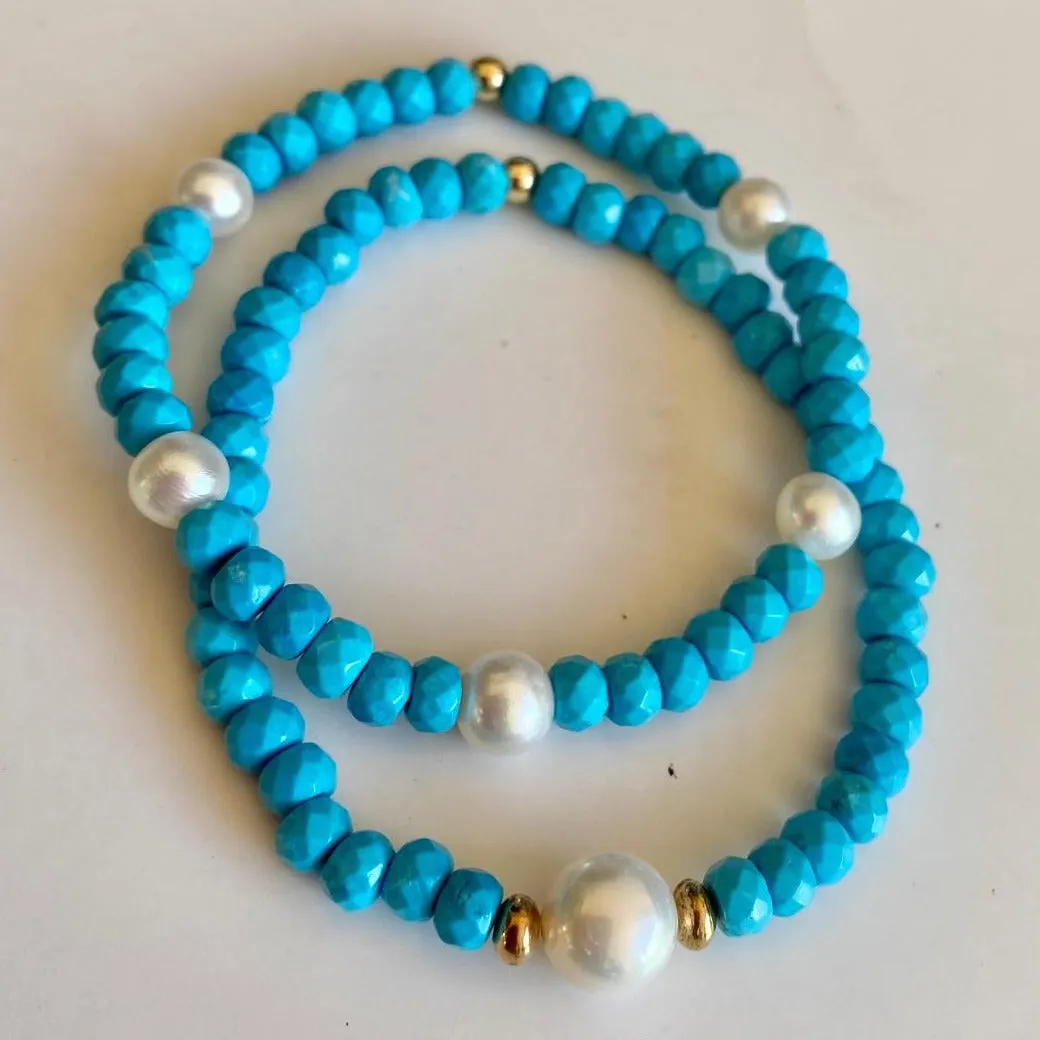 Turquoise Bracelet with Pearls