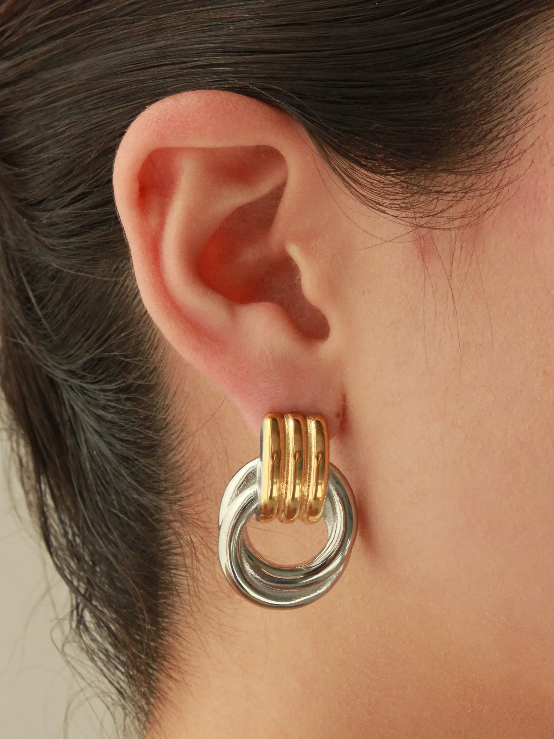 Two Tone Hanging Hoops