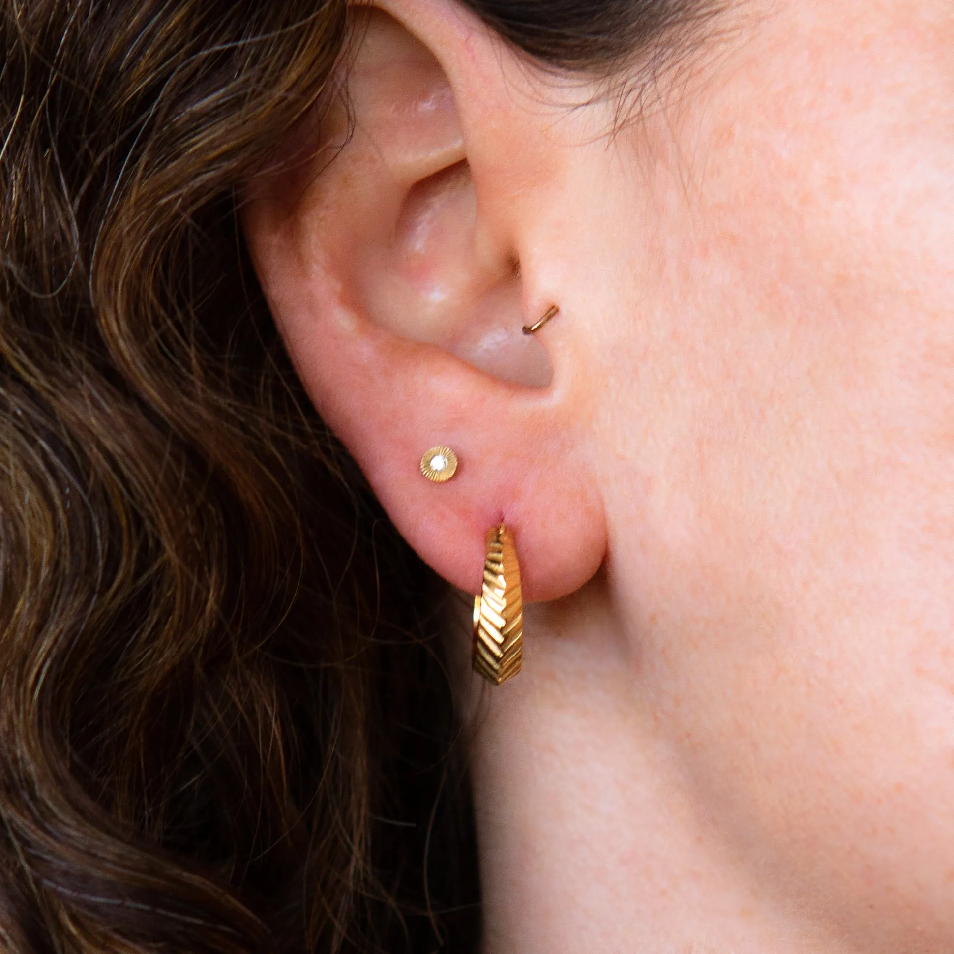 Vermeil Herringbone Hoops