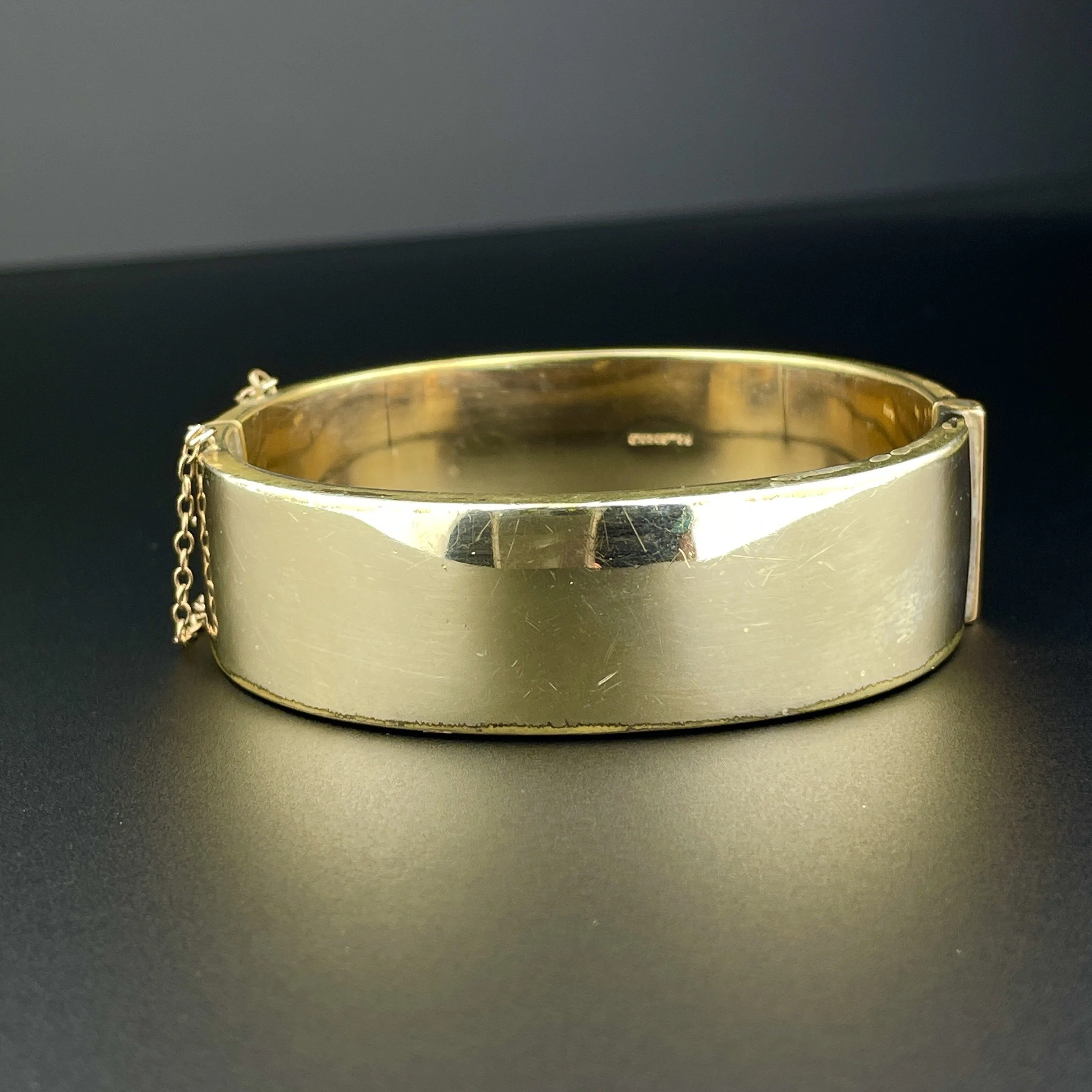 Vintage Floral Engraved Rolled Gold Cuff Bangle Bracelet