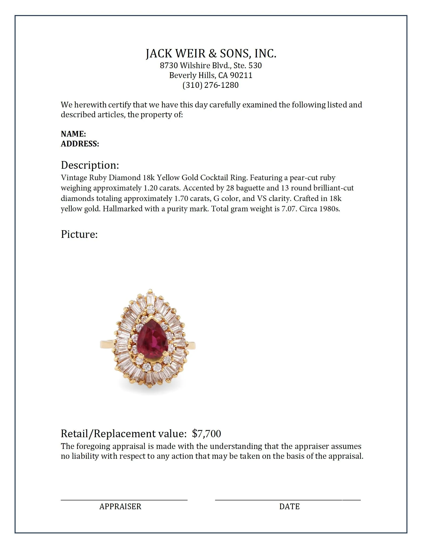 Vintage ruby diamond 18k yellow gold cocktail ring