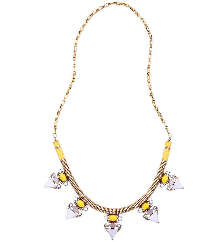 Yellow Cabochon Statement Necklace